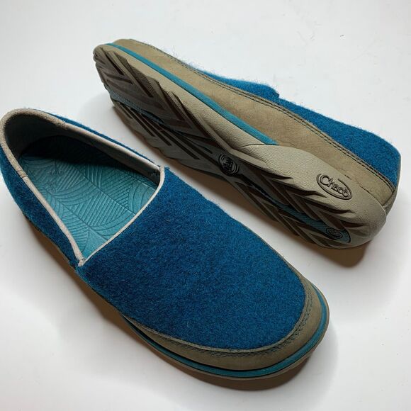 Chaco Sloan Blue Wool Slip On Flat Heel Round Toe Loafers Shoes Womens Size 7 - Picture 1 of 11